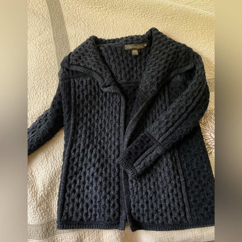 100% merino wool Irish wrap sweater